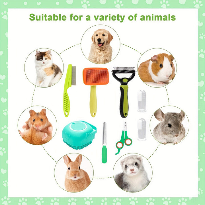 8-Piece Self-Cleaning Dog Grooming Kit for Pet