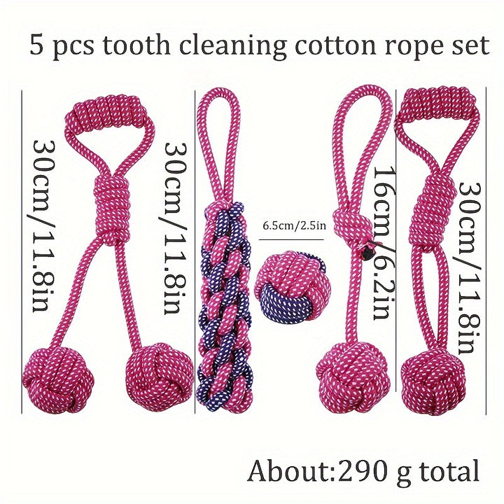 Set of 4 Rope Dog Toys | Chewing and cleaning teeth🐾