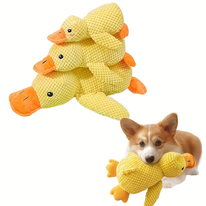 [Gentle Care] Plush Squeaky Duck Dog Toy - Bite-Resistant, Soft Chew Toy for Medium to Small Breeds with Interactive Sound Effects, Ideal for Play & Training, Dog Toys for Aggressive Chewers