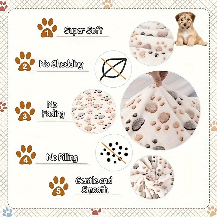 Ultra-Soft Fleece Pet Blankets 1/3pcs - Cozy Flannel Throw for Dogs & Cats, Machine Washable with Animal Print Design