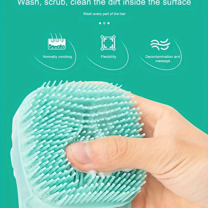 Silicone Pet Shampoo Brush with Built-In Dispenser - Gentle Massage Bath Comb for Dogs & Cats, No Batteries Required